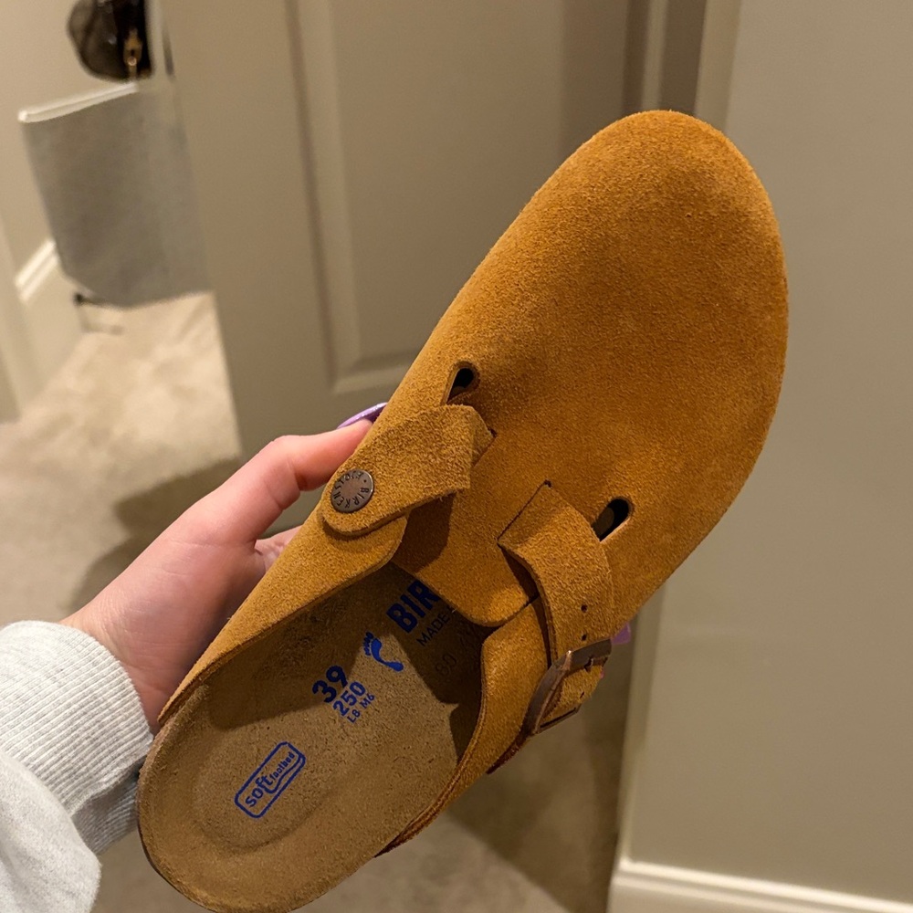 Birkenstock Tan Suede Slip-On Clogs